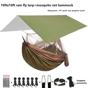 Hammock Camping with Bug Net/Netting and Rain Fly Tarp,Portable Nylon Parachute Hammocks for Outdoor Indoor Survival & Travel